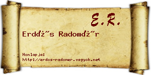 Erdős Radomér névjegykártya