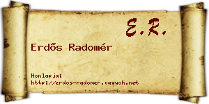 Erdős Radomér névjegykártya